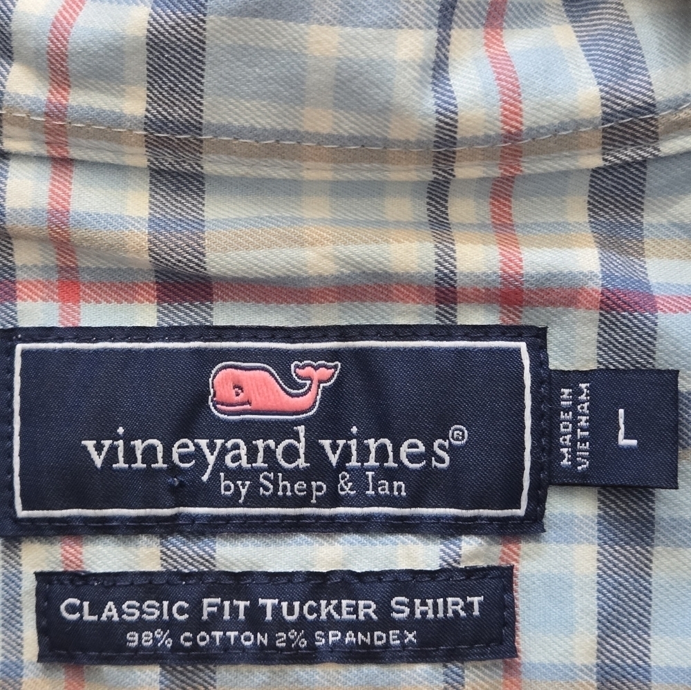 Vineyard Vines Mens Large Classic Fit Tucker Pink/blue Shirt - Picture 8 of 10
